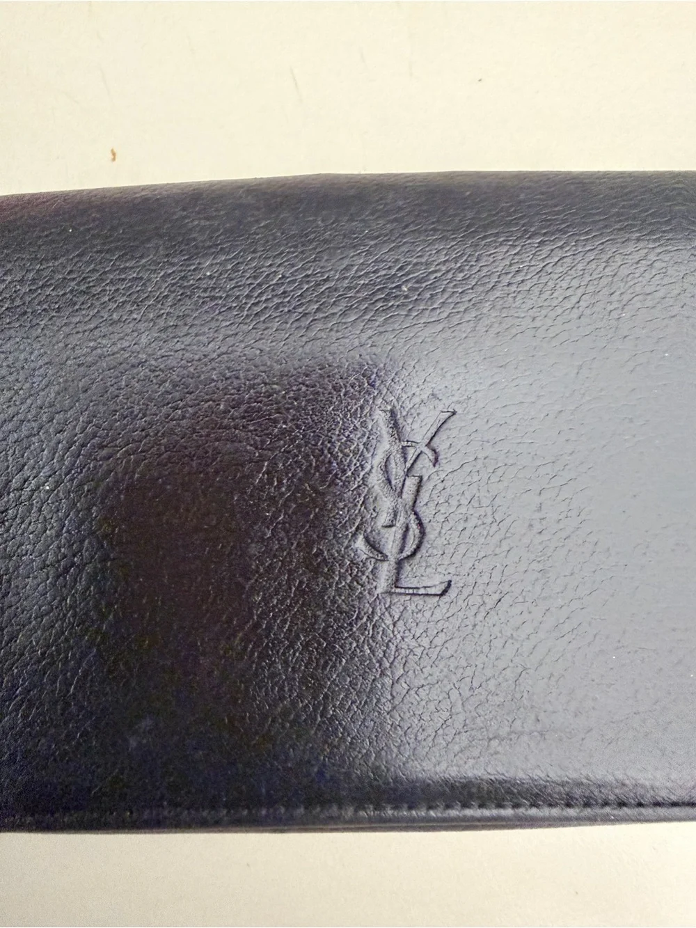 Saint Laurent Black Leather Continental Wallet with Silver Corner Accents